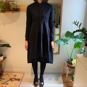 Black long sleeve button-up COS dress